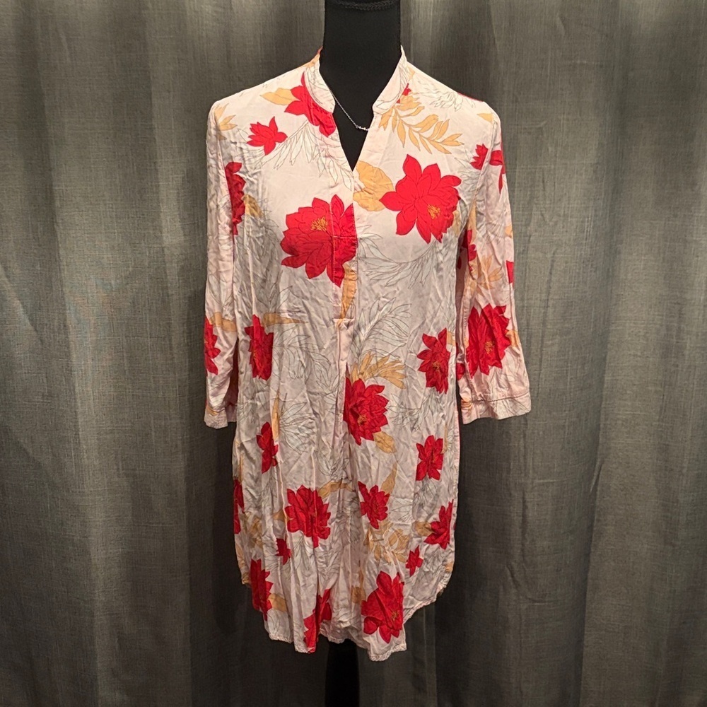 Forever 21 Floral Tunic in Red and Gold